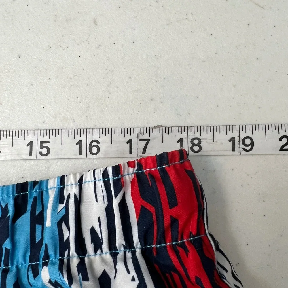 Speedo Mens Swim Trunks Red White Blue Geometric Glitch Print Large L 1678
